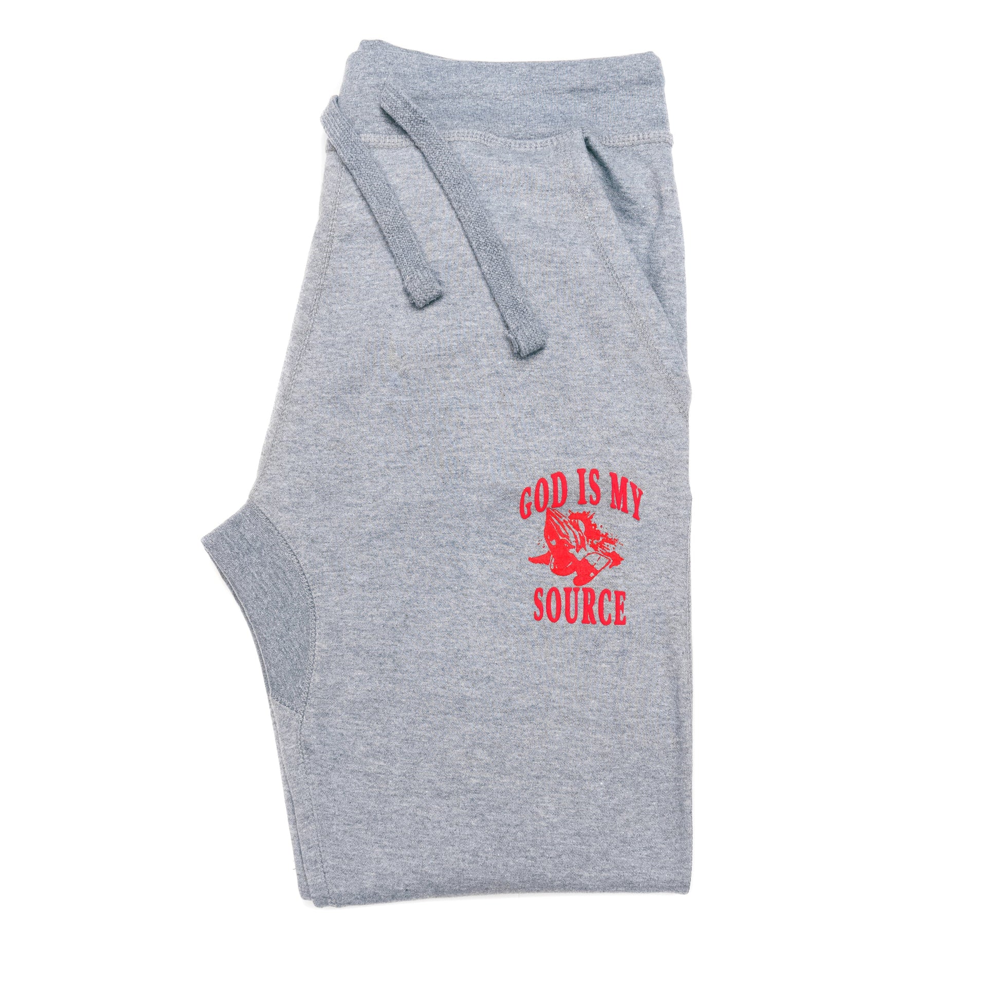 God Is My Source 'Praying Hands' Joggers Grey / Infrared - God Is My Source