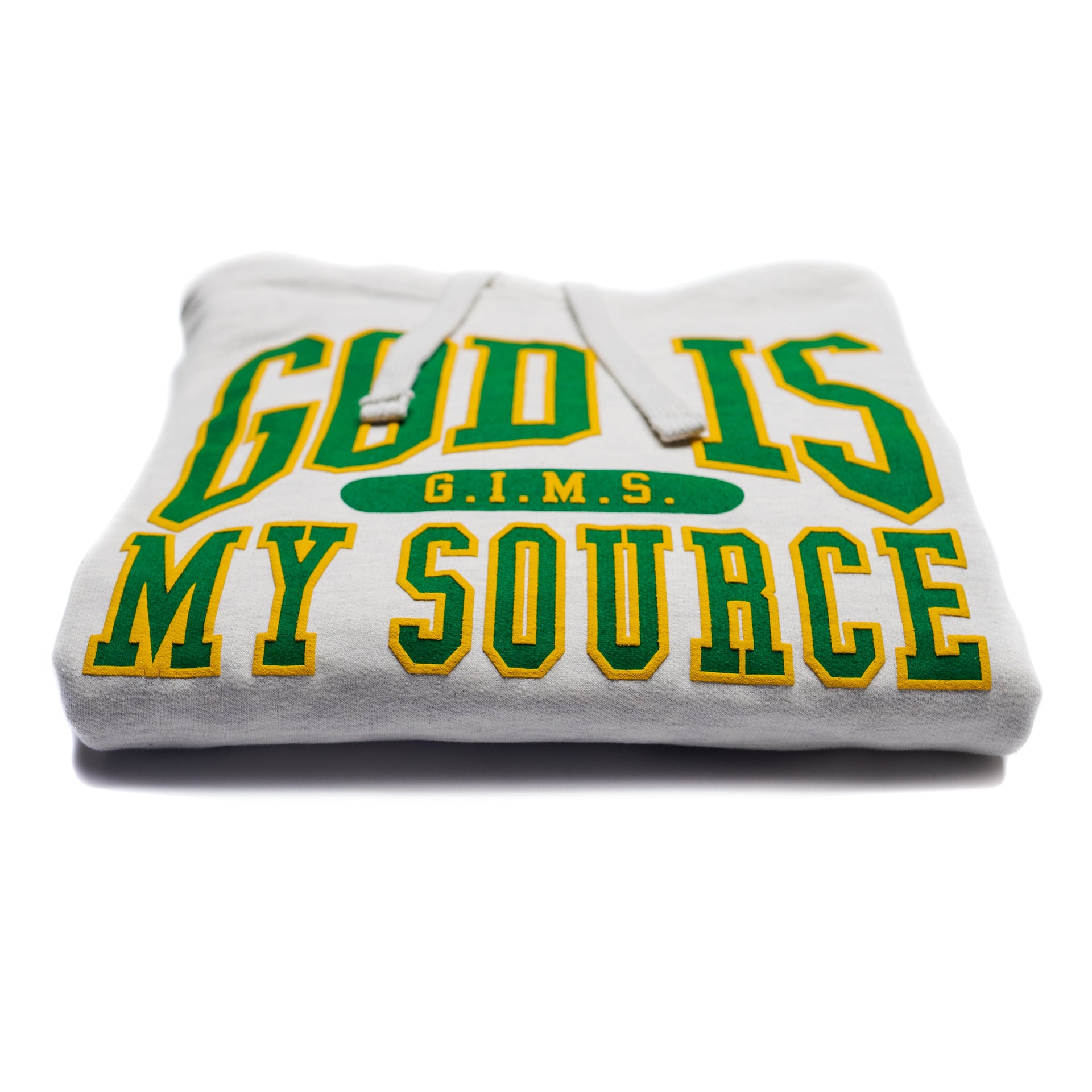 God Is My Source 'Campus' Hoodie Oatmeal / Green - God Is My Source