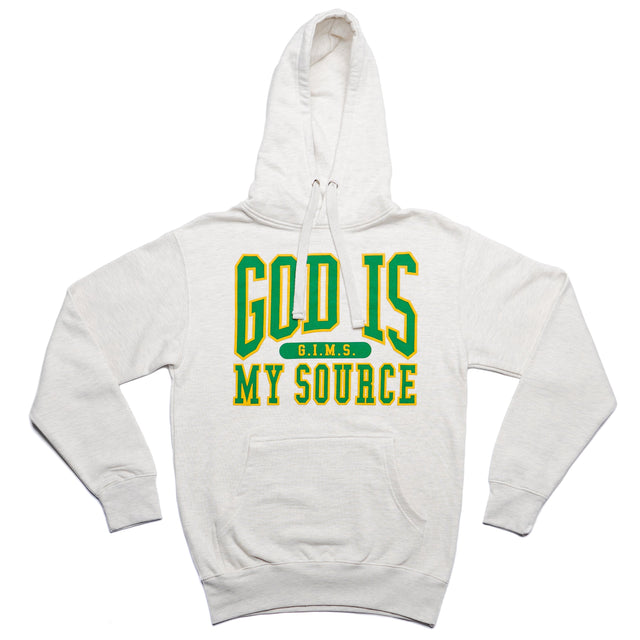 God Is My Source 'Campus' Hoodie Oatmeal / Green - God Is My Source