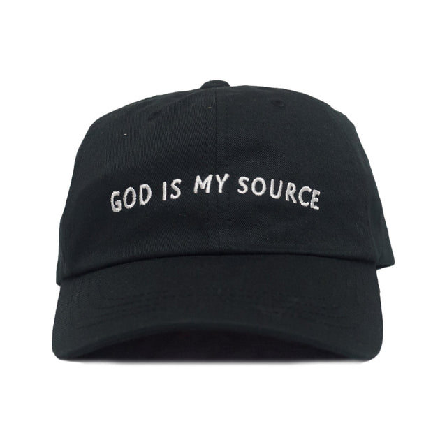 God Is My Source Dad Hat Black/White - God Is My Source