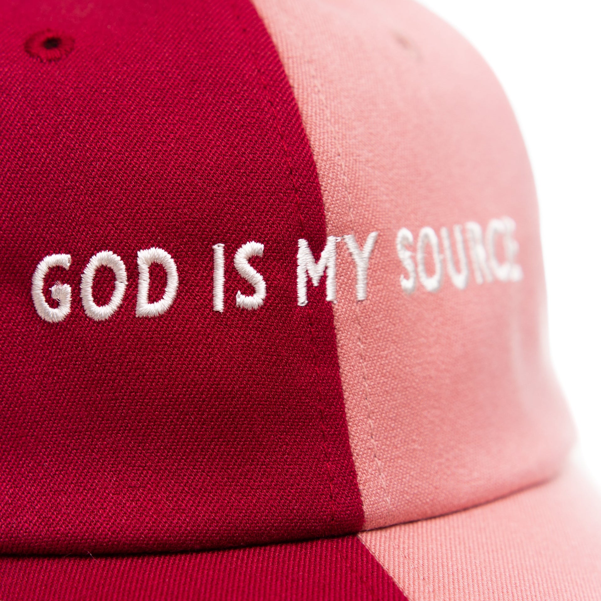God Is My Source Dad Hat Pink | Burgundy / white - God Is My Source