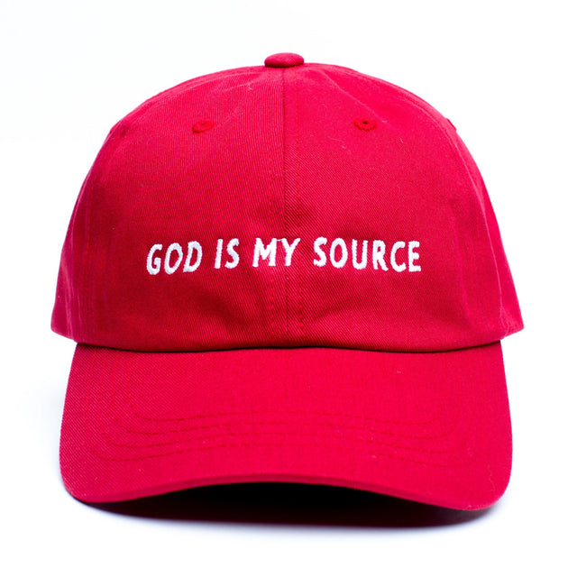 God Is My Source Dad Hat Red/White - God Is My Source