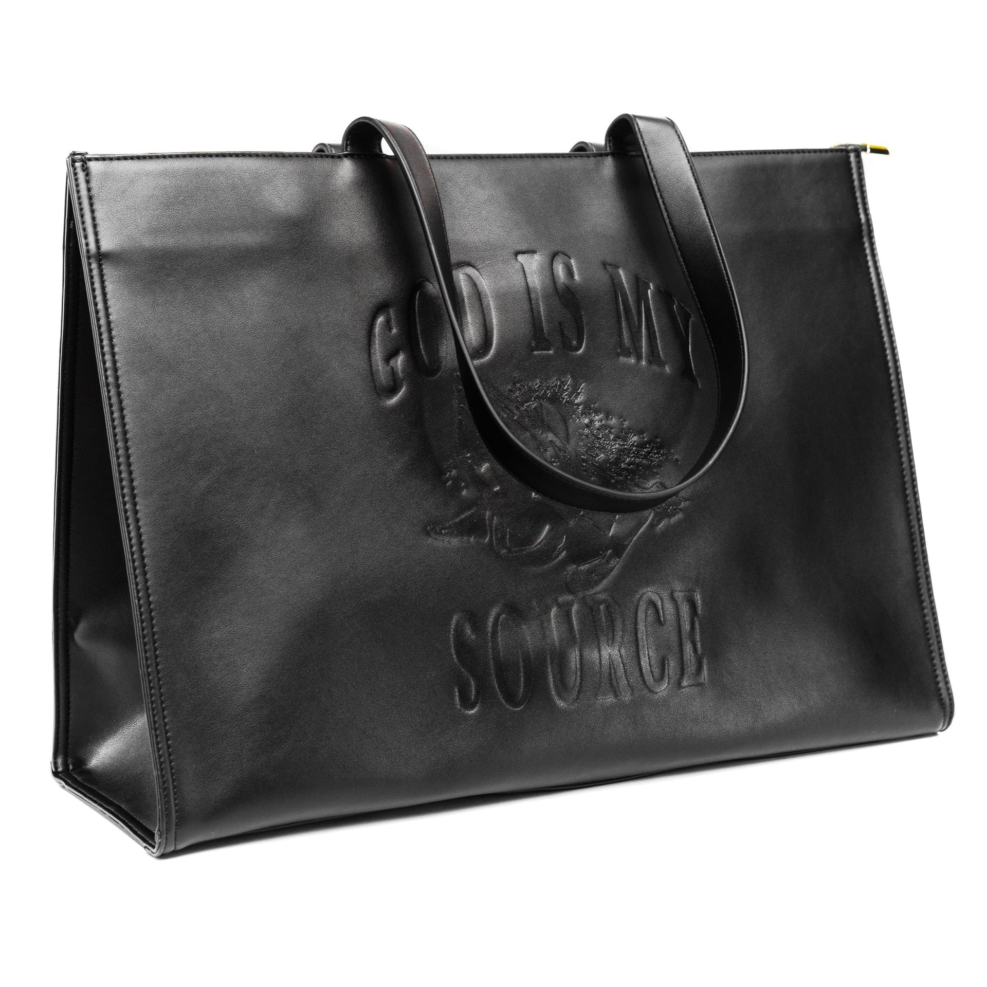 God Is My Source - Large Travel Tote - Black - God Is My Source