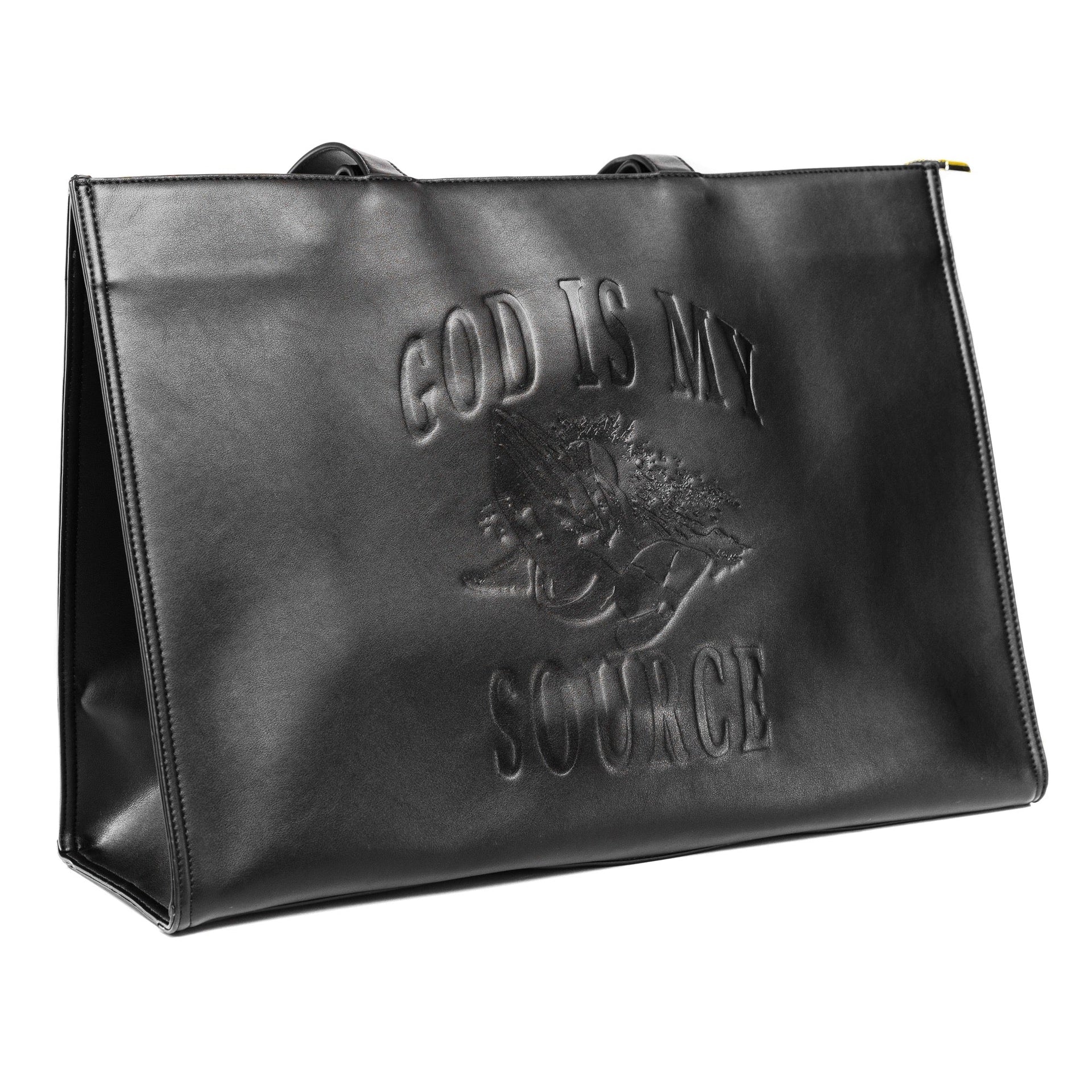 God Is My Source - Large Travel Tote - Black - God Is My Source