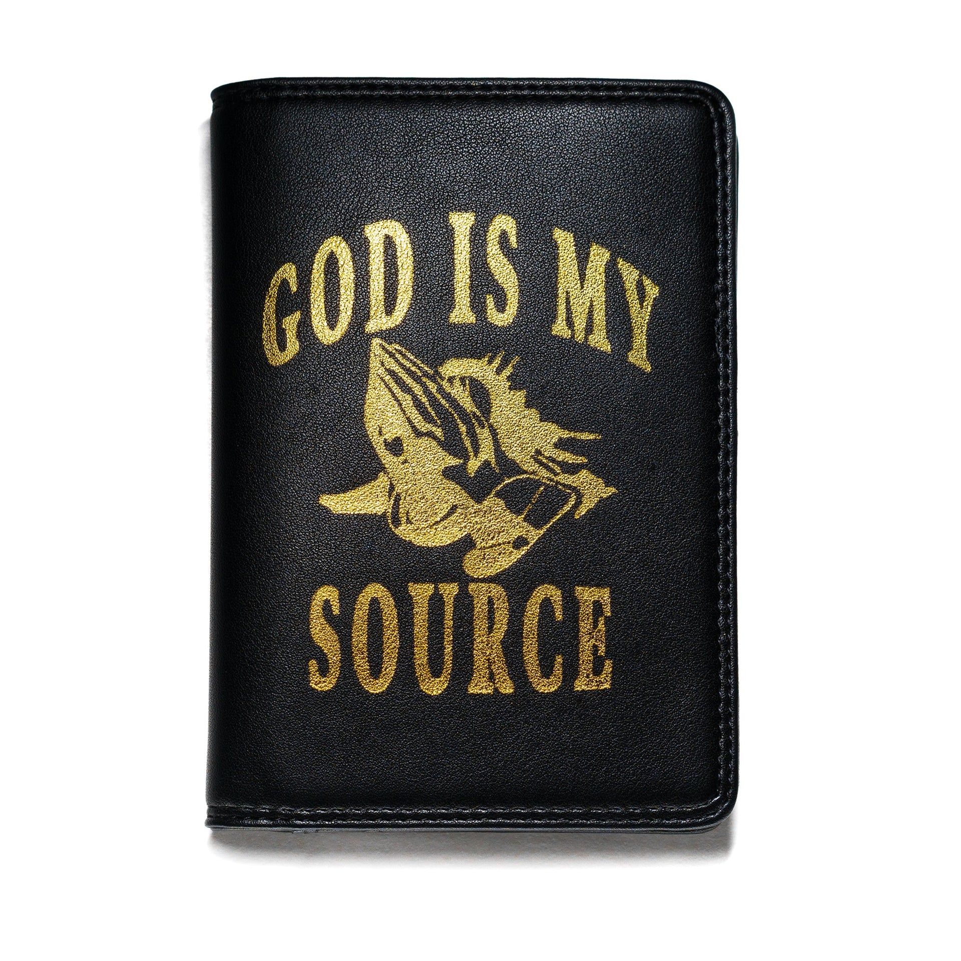God Is My Source - Passport Wallet - Black / Gold - God Is My Source
