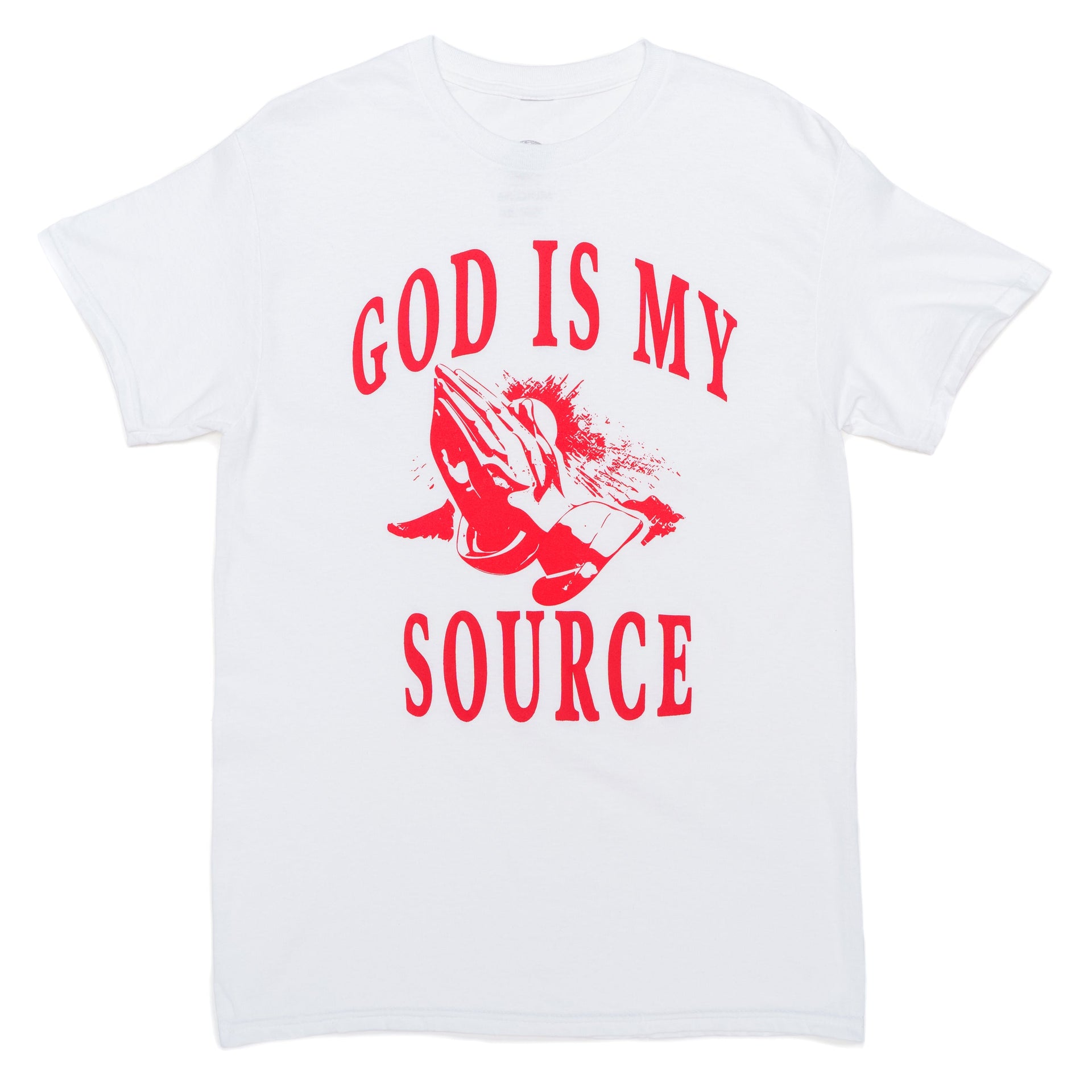 God Is My Source 'Praying Hands' T-Shirt White / Infrared - God Is My Source
